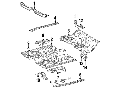 2002 Chevrolet Prizm Pillars, Rocker & Floor - Floor & Rails Panel, Rear Floor Diagram for 94858797