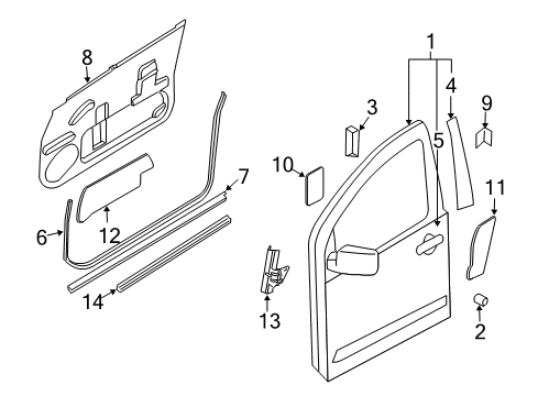 2006 Nissan Titan Front Door WEATHERSTRIP Front Door RH Diagram for 80830-ZC00A