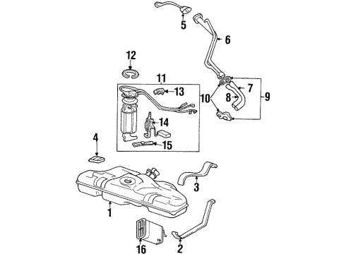 1997 Oldsmobile Cutlass Fuel System Components Pipe Asm-Fuel Tank Filler Diagram for 22638276