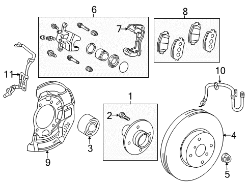 2014 Toyota Prius C Brake Components Front Speed Sensor Diagram for 89543-52100