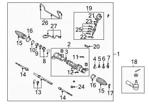 2003 Toyota Matrix Steering Column & Wheel, Steering Gear & Linkage Inner Tie Rod Diagram for 45503-01030