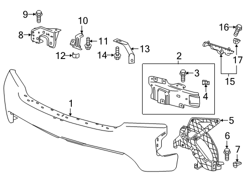 2019 Chevrolet Silverado 1500 Front Bumper Park Sensor Bracket Diagram for 84167339