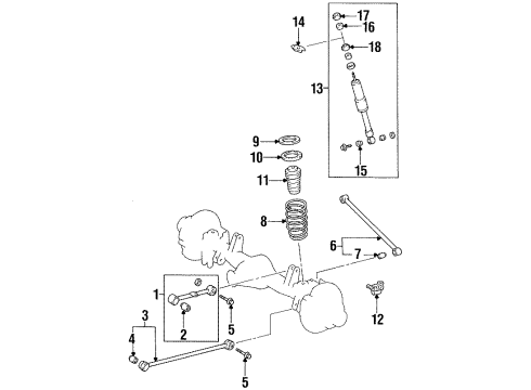 1997 Toyota Land Cruiser Rear Suspension Components, Lower Control Arm, Upper Control Arm, Stabilizer Bar Lateral Rod Bushing Diagram for 48706-60040