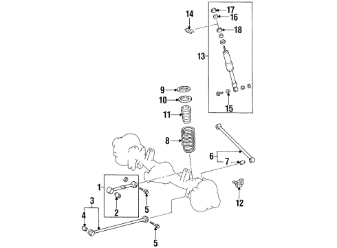 1997 Toyota Land Cruiser Rear Suspension Components, Lower Control Arm, Upper Control Arm, Stabilizer Bar Upper Control Arm Bolt Diagram for 90105-18006