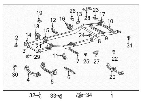 1998 Toyota 4Runner Frame & Components Front Extension Diagram for 51120-35010