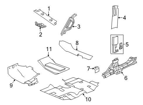 2021 Jeep Wrangler Interior Trim - Pillars Carpet-Front Floor Diagram for 7AV92TX7AA