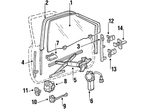 1989 Acura Integra Door & Components Motor Assembly, Passenger Side Window Diagram for 72715-SJ4-901