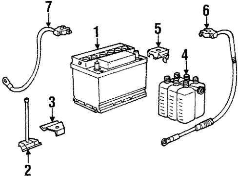 1992 BMW 318i Battery Battery Holder Diagram for 61211370816