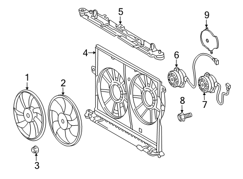 2009 Pontiac Vibe Cooling System, Radiator, Water Pump, Cooling Fan Fan Retainer Nut Diagram for 94858802