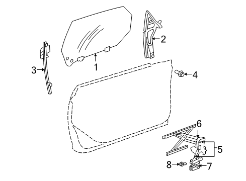 2005 Chrysler PT Cruiser Front Door Front Door Window Regulator Diagram for 5067452AD