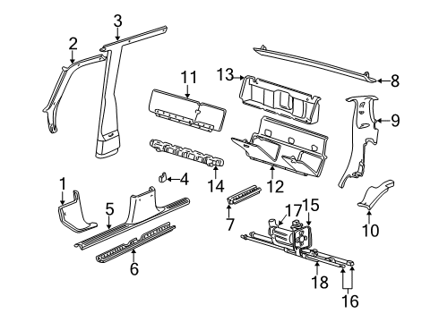 2001 Ford Explorer Sport Trac Interior Trim - Cab Weatherstrip Pillar Trim Diagram for F77Z-7803599-AA