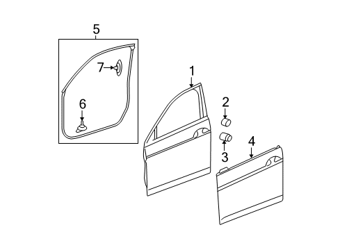 2010 Honda Accord Front Door Weatherstrip, R. FR. Door Diagram for 72310-TA5-A02