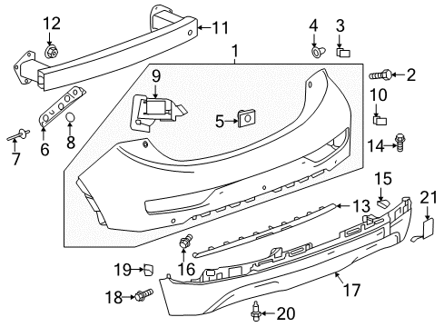 2021 Chevrolet Bolt EV Bumper & Components - Rear Guide Bracket Diagram for 42562896