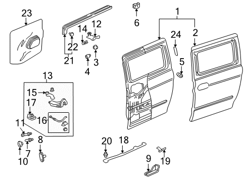 2000 Honda Odyssey Side Loading Door - Door & Components Tape, Slide Door Reflector Diagram for 72836-S0X-A00