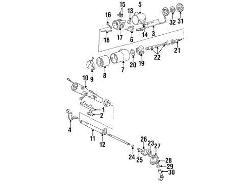 1986 Dodge Lancer Steering Column Housing & Components, Shaft & Internal Components, Shroud, Switches & Levers Lever Key Release Diagram for J8128154