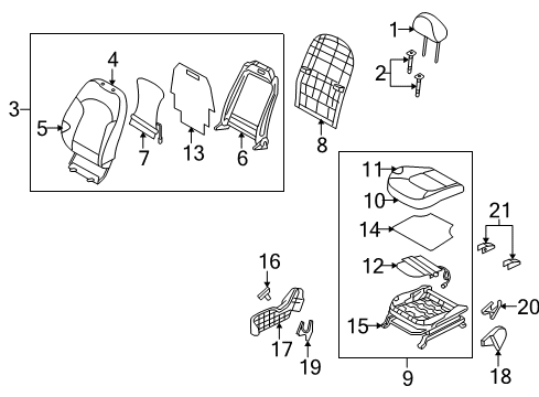 2010 Hyundai Tucson Passenger Seat Components Heater-Front Seat Back Driver Diagram for 88390-2S050