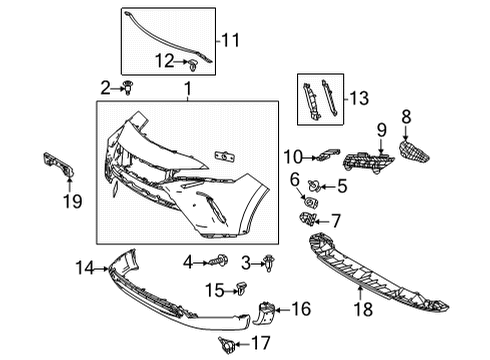 2021 Toyota Venza Bumper & Components - Front Pad Diagram for 52414-48010