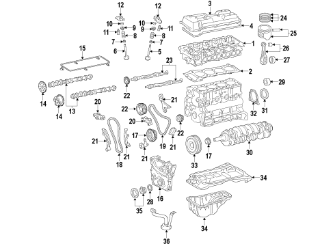 2010 Toyota 4Runner Engine Parts, Mounts, Cylinder Head & Valves, Camshaft & Timing, Oil Pan, Oil Pump, Crankshaft & Bearings, Pistons, Rings & Bearings, Variable Valve Timing Overhaul Gasket Set Diagram for 04111-7A050