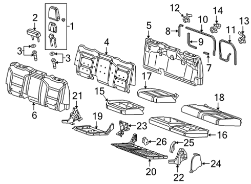 2021 GMC Sierra 3500 HD Rear Seat Components Headrest, Outer Diagram for 84567139