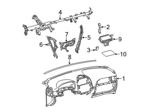2011 Toyota Sienna Cluster & Switches, Instrument Panel Instrument Panel Diagram for 55301-08030-C0