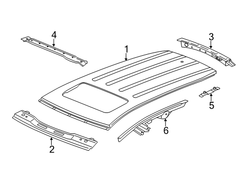 2017 Acura MDX Roof & Components Rail, Rear Roof Diagram for 62130-TZ5-A01ZZ