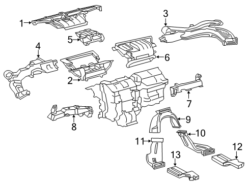 2018 Toyota Prius Prime Ducts Defroster Nozzle Diagram for 55990-47090