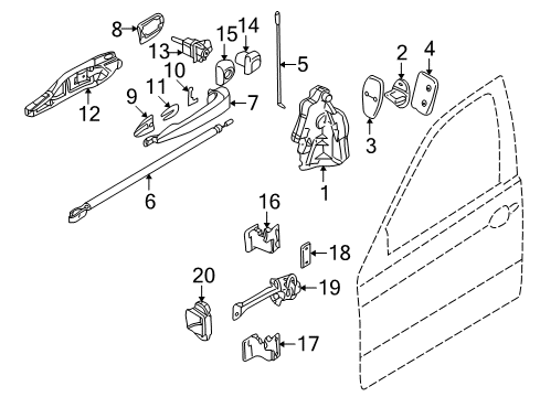 2001 BMW 330Ci Lock & Hardware Right Lower Front Door Hinge Diagram for 41518240082