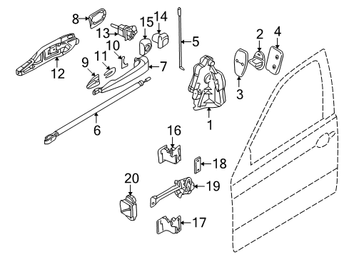 2001 BMW 330Ci Lock & Hardware Catch Key Left Diagram for 51217019975