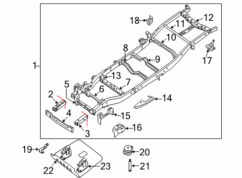 2012 Nissan Titan Frame & Components Extension Assembly Front Side Member Passenger Side Diagram for 50171-7S230