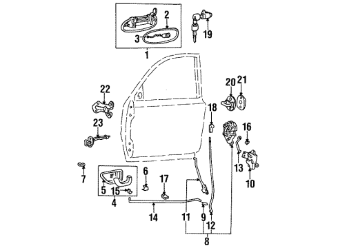 1996 Hyundai Sonata Front Door Exterior Door Handle Assembly, Front, Left Diagram for 82650-34010