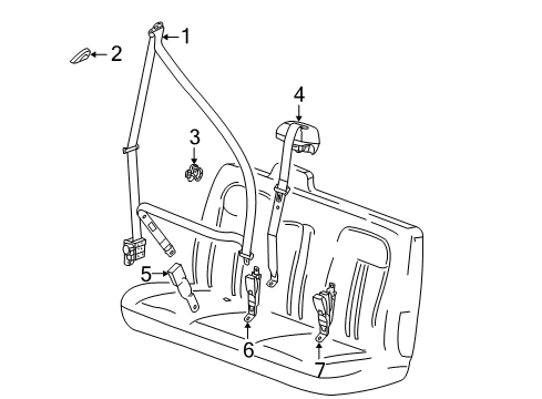 2013 Chevrolet Express 2500 Rear Seat Belts Outer Buckle Diagram for 19300350