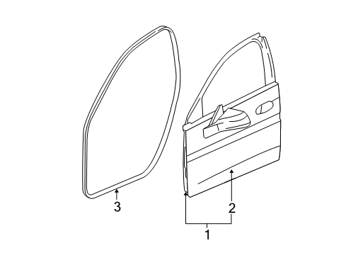 2009 Buick LaCrosse Front Door Weatherstrip Asm, Front Side Door *Closed Carrier*Titanium Diagram for 19168824