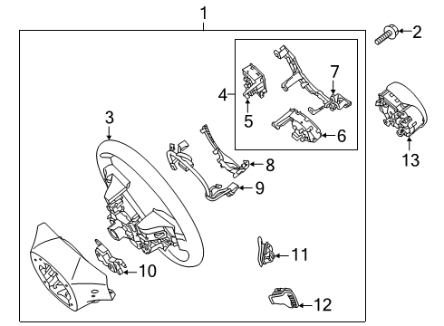 2022 Kia Sportage Steering Wheel & Trim Switch Assembly-STRG Rem Diagram for 96700D9360WK
