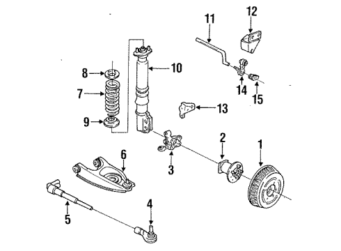 1993 Buick Park Avenue Rear Suspension Components, Lower Control Arm, Ride Control, Stabilizer Bar Rear Suspension Strut Assembly Kit Diagram for 22189459