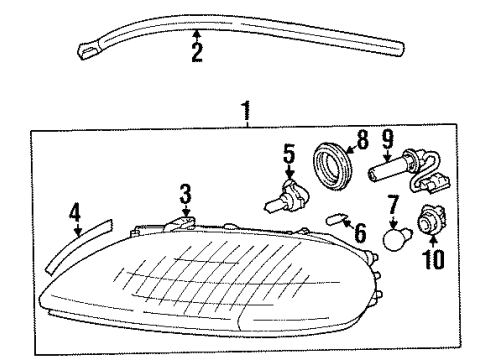 1998 Lexus SC300 Headlamps Headlamp Unit Assembly, Right Diagram for 81130-24091