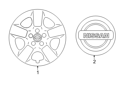 2009 Nissan Rogue Wheel Covers & Trim Hubcap Wheel Cover Diagram for 40315-JG000