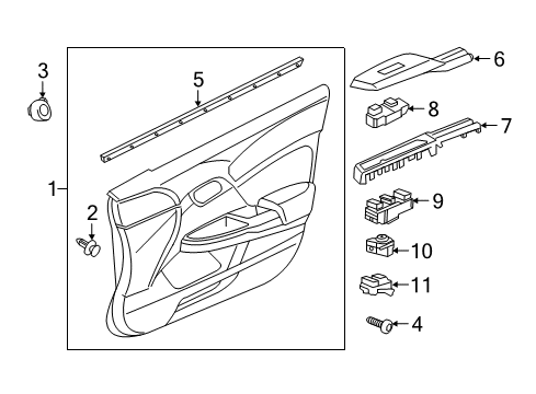 2012 Honda Civic Front Door Switch Assembly, Remote Control Mirror Diagram for 35190-TR0-A11