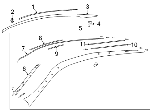 2019 Lexus LC500h Exterior Trim - Roof GARNISH Sub-Assembly, Roof Side Diagram for 75056-11010
