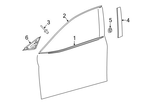 2019 Toyota Camry Exterior Trim - Front Door Belt Molding Diagram for 75720-06210