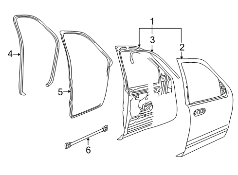 2005 Lincoln Aviator Front Door Outer Panel Diagram for 2C5Z-7820201-BA