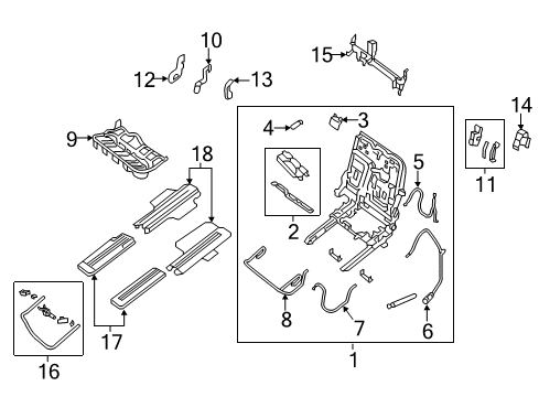 2013 Infiniti JX35 Second Row Seats Cover Slide Rail Diagram for 88592-3JA2A