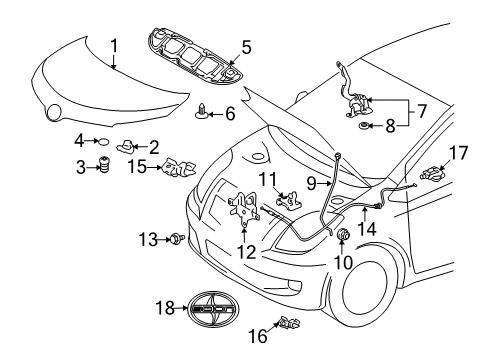 2012 Scion xD Hood & Components, Exterior Trim Lock Assembly Diagram for 53510-52430