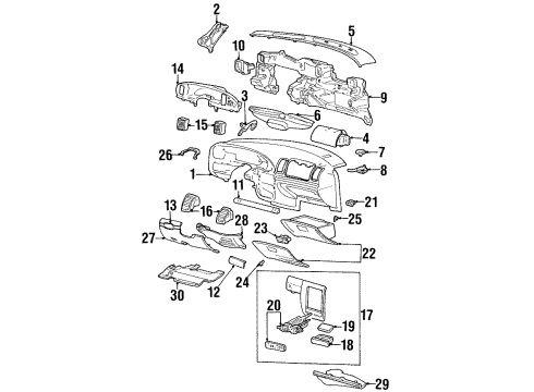 1998 Lincoln Continental Instrument Panel Cylinder & Keys Diagram for 9G1Z-5406082-A