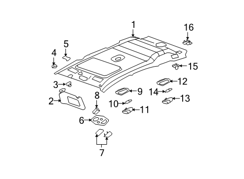 2005 Chevrolet Equinox Sunroof Lamp Asm-Dome (Rear) *Gray L Diagram for 22717650