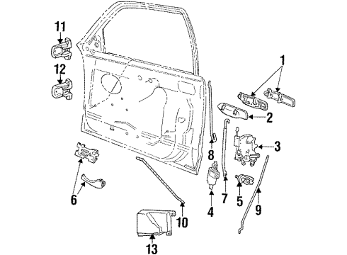 2002 Mercury Grand Marquis Front Door - Lock & Hardware Handle, Inside Diagram for F8AZ-5421818-AAA