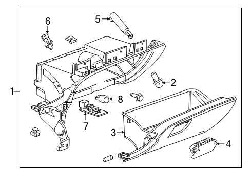 2015 Chevrolet Impala Glove Box Damper Diagram for 23131636