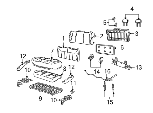 2004 Mercury Monterey Rear Seat Components Seat Cushion Pad Diagram for 3F2Z-1763840-CA