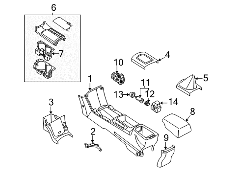 2002 Nissan Altima Heated Seats Finisher-A/T Indicator, Console Diagram for 96941-8J002