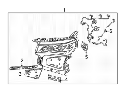 2021 Chevrolet Tahoe Headlamp Components Composite Assembly Diagram for 85004143