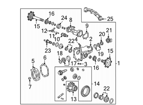 2022 GMC Sierra 2500 HD Carrier & Components - Front Inner Bearing Shim Diagram for 14038010